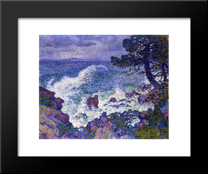 East Wind 20x24 Black Modern Wood Framed Art Print Poster by Rysselberghe, Theo van