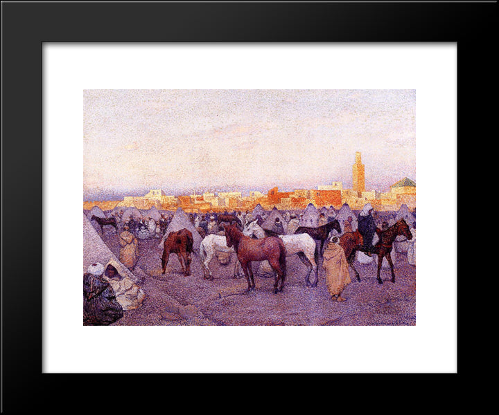 Encampment Near A Moroccan Village 20x24 Black Modern Wood Framed Art Print Poster by Rysselberghe, Theo van