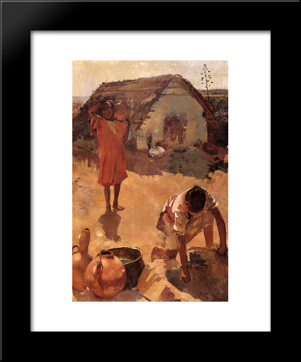 Figures Near A Well In Morocco 20x24 Black Modern Wood Framed Art Print Poster by Rysselberghe, Theo van