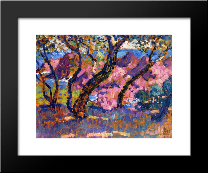 In The Shade Of The Pines (Study) 20x24 Black Modern Wood Framed Art Print Poster by Rysselberghe, Theo van