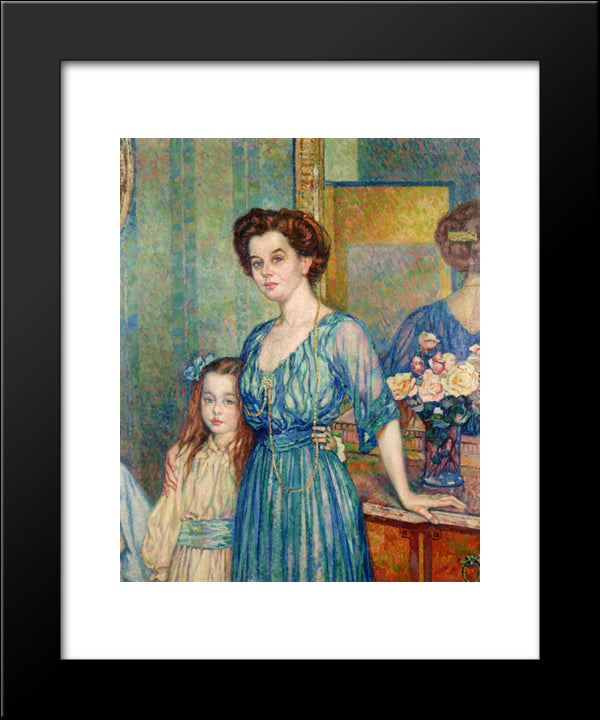 Madame Von Bodenhausen With Her Daughter Luli 20x24 Black Modern Wood Framed Art Print Poster by Rysselberghe, Theo van