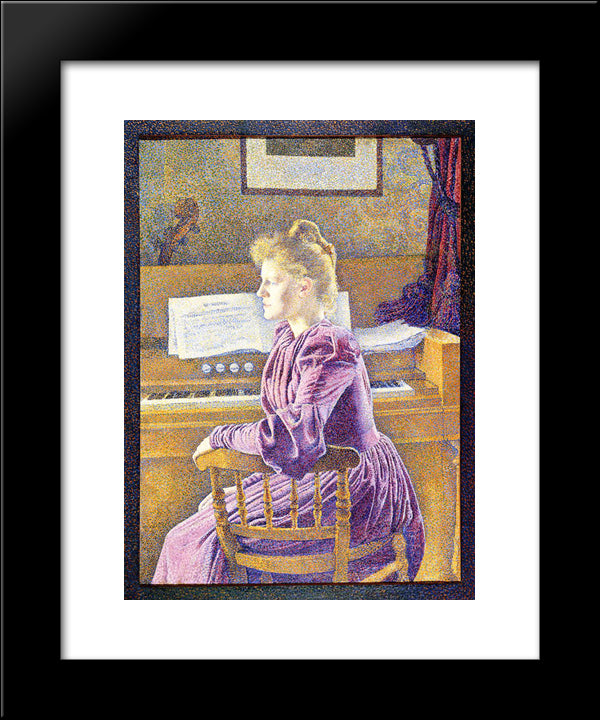 Maria Sethe At The Harmonium 20x24 Black Modern Wood Framed Art Print Poster by Rysselberghe, Theo van