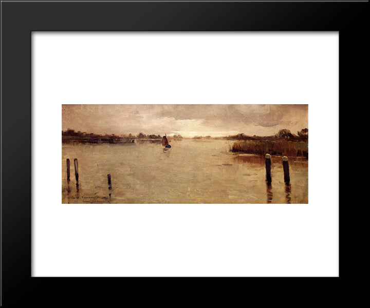 Spaarnwoude Island 20x24 Black Modern Wood Framed Art Print Poster by Rysselberghe, Theo van