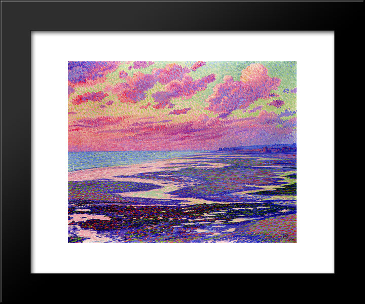 The Beach At Ambleteuse At Low Tide 20x24 Black Modern Wood Framed Art Print Poster by Rysselberghe, Theo van