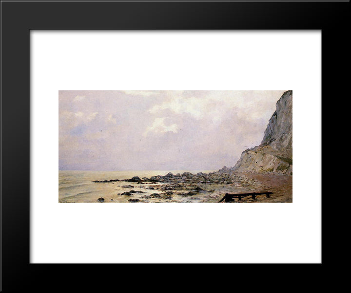 The Cliffs Of Douvres 20x24 Black Modern Wood Framed Art Print Poster by Rysselberghe, Theo van