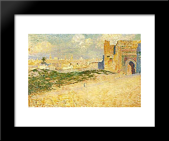The Door Of Monsour Hay In Meknes, Morocco 20x24 Black Modern Wood Framed Art Print Poster by Rysselberghe, Theo van