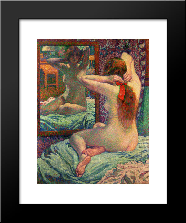 The Scarlet Ribbon 20x24 Black Modern Wood Framed Art Print Poster by Rysselberghe, Theo van