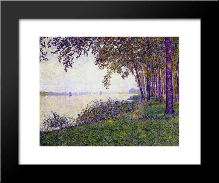 The Schelde Upstream From Antwerp After Fog 20x24 Black Modern Wood Framed Art Print Poster by Rysselberghe, Theo van