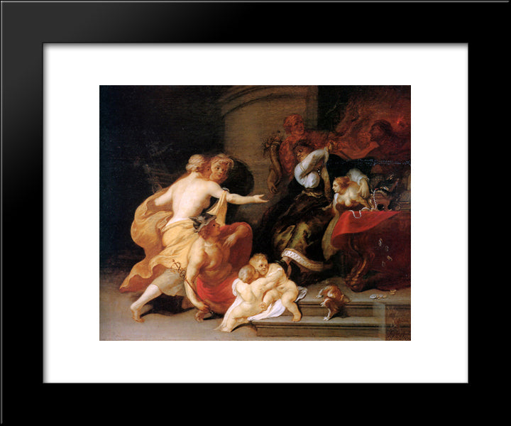 Discord Expels Art And Science 20x24 Black Modern Wood Framed Art Print Poster by Thulden, Theodoor van