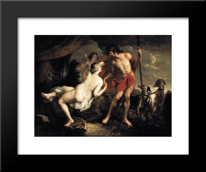 Venus And Adonis 20x24 Black Modern Wood Framed Art Print Poster by Thulden, Theodoor van