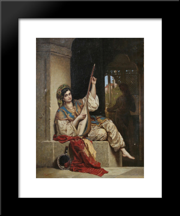 The Lute Singer 20x24 Black Modern Wood Framed Art Print Poster by Aman, Theodor