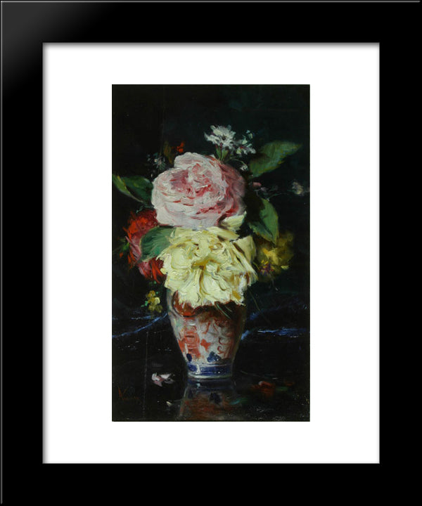 Vase With Flowers 20x24 Black Modern Wood Framed Art Print Poster by Aman, Theodor