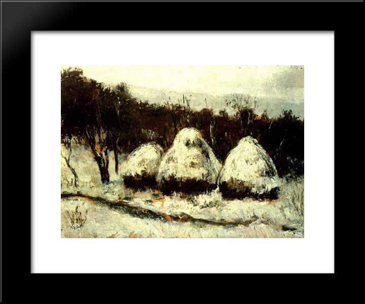 Haystacks 20x24 Black Modern Wood Framed Art Print Poster by Pallady, Theodor