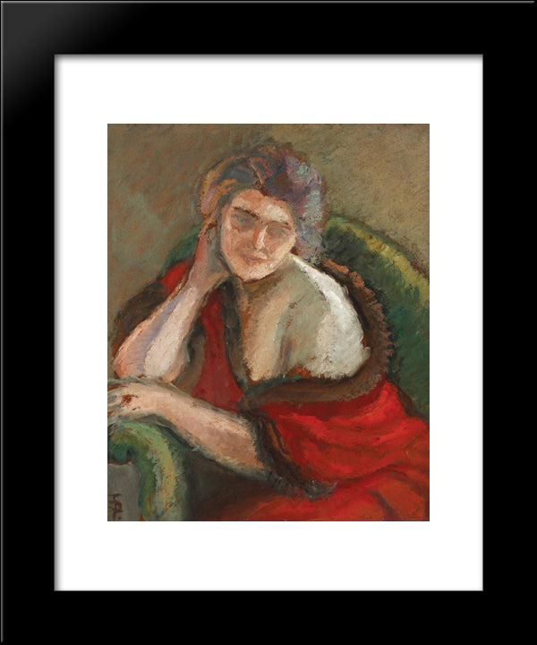 Thinking Woman 20x24 Black Modern Wood Framed Art Print Poster by Pallady, Theodor
