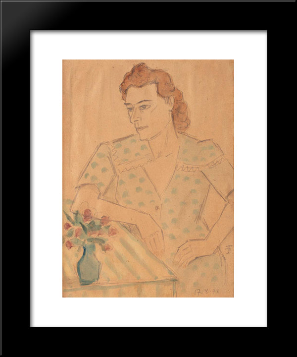 Woman In Interior 20x24 Black Modern Wood Framed Art Print Poster by Pallady, Theodor