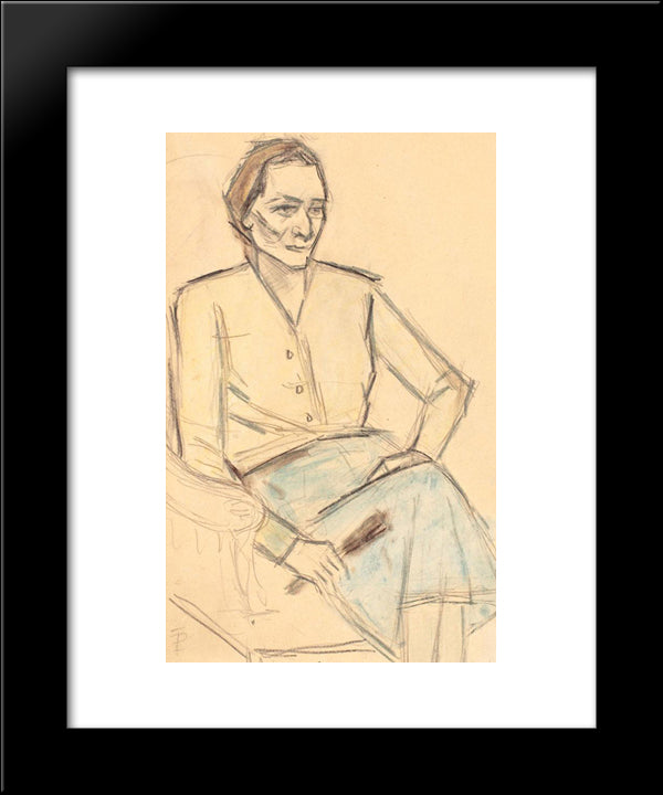 Woman With Fan 20x24 Black Modern Wood Framed Art Print Poster by Pallady, Theodor