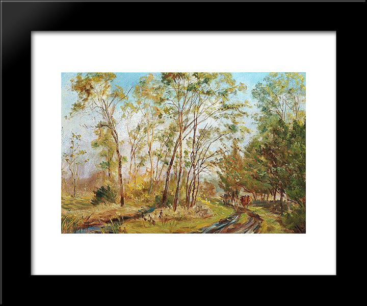 At The Black Stream, Mejlgaard. Study 20x24 Black Modern Wood Framed Art Print Poster by Philipsen, Theodor