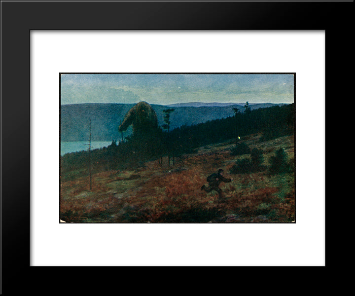 Askeladden Og Trollet (Pa Flya) 20x24 Black Modern Wood Framed Art Print Poster by Kittelsen, Theodor Severin