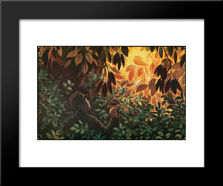 Askeladdens Adventure. Golden Bird 20x24 Black Modern Wood Framed Art Print Poster by Kittelsen, Theodor Severin