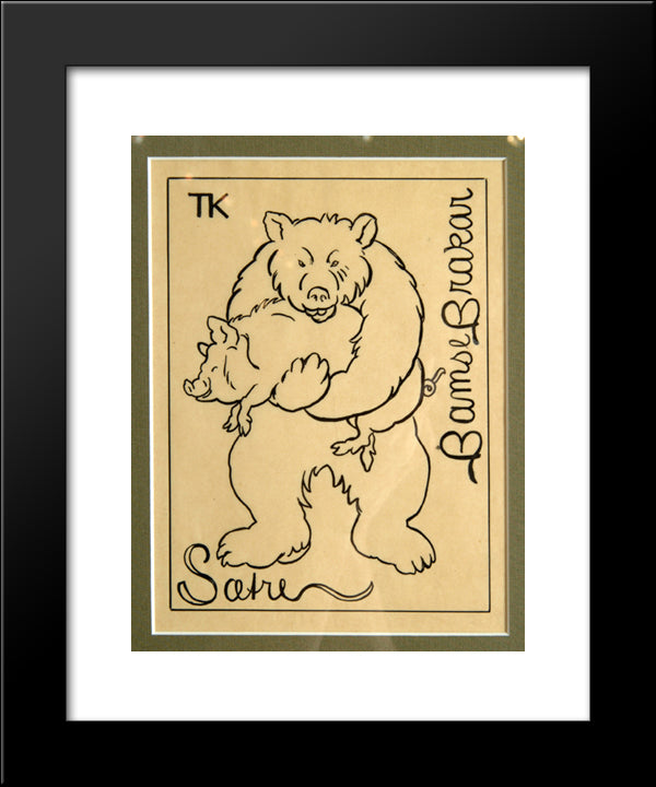 Bjoernen Og Reven 20x24 Black Modern Wood Framed Art Print Poster by Kittelsen, Theodor Severin