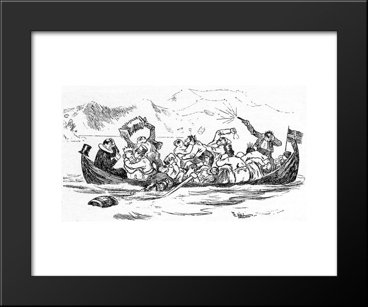 Brudeferden I Hardanger 20x24 Black Modern Wood Framed Art Print Poster by Kittelsen, Theodor Severin