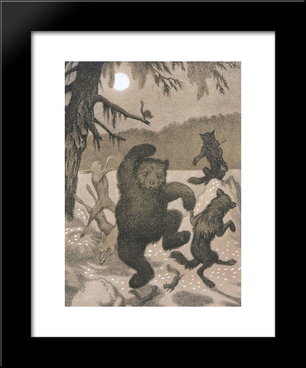 Dance In The Moonbeam - Dans I Maanglans 20x24 Black Modern Wood Framed Art Print Poster by Kittelsen, Theodor Severin