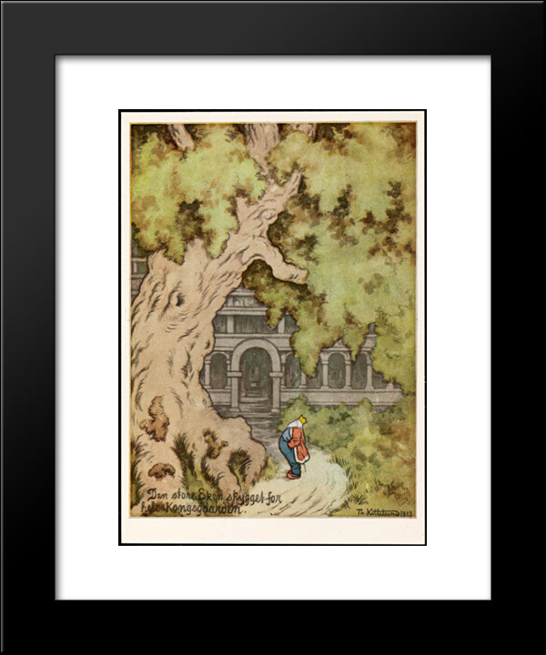 Den Store Eken Skygget For Kongsgarden 20x24 Black Modern Wood Framed Art Print Poster by Kittelsen, Theodor Severin