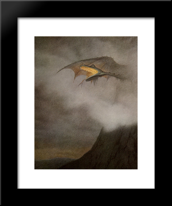 Dragon Awakens 20x24 Black Modern Wood Framed Art Print Poster by Kittelsen, Theodor Severin