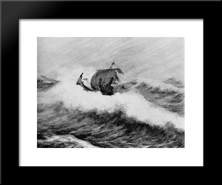 Draugen 20x24 Black Modern Wood Framed Art Print Poster by Kittelsen, Theodor Severin