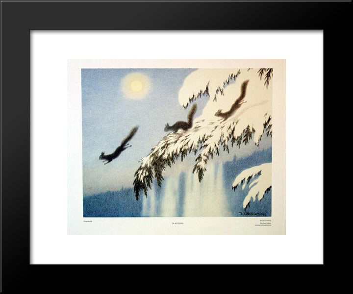Ekorn I Flukt 20x24 Black Modern Wood Framed Art Print Poster by Kittelsen, Theodor Severin