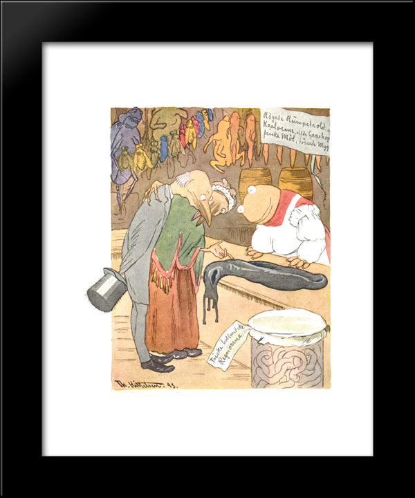 En Delikatessehandel 20x24 Black Modern Wood Framed Art Print Poster by Kittelsen, Theodor Severin