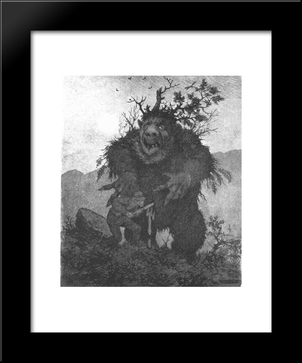 Forest Troll - Skogtrold 20x24 Black Modern Wood Framed Art Print Poster by Kittelsen, Theodor Severin