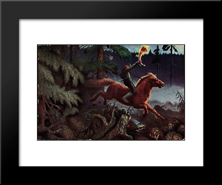 Gold Horn 20x24 Black Modern Wood Framed Art Print Poster by Kittelsen, Theodor Severin