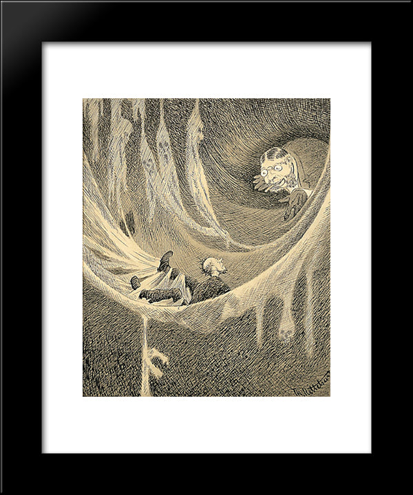 I Spindelvevet 20x24 Black Modern Wood Framed Art Print Poster by Kittelsen, Theodor Severin