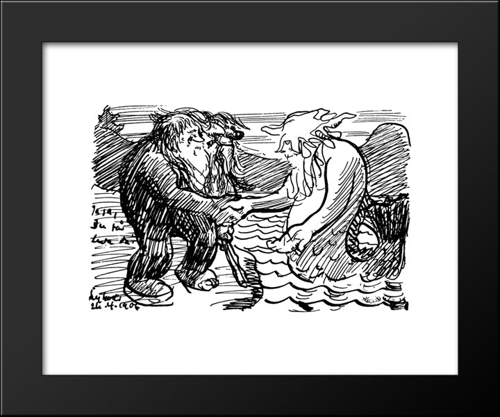 Ja Ja Du Faar Leva Da 20x24 Black Modern Wood Framed Art Print Poster by Kittelsen, Theodor Severin
