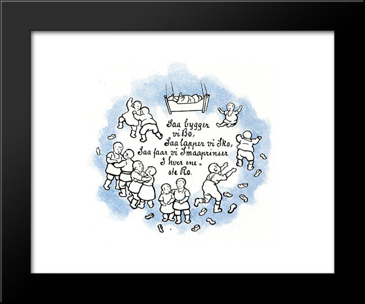 Jaa Bygger Vi Bo 20x24 Black Modern Wood Framed Art Print Poster by Kittelsen, Theodor Severin