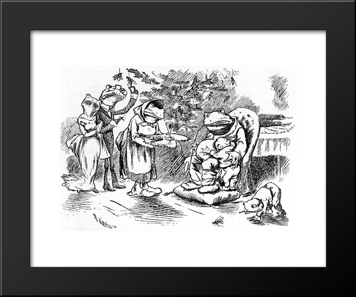Julegilde Hos En Velstaande Paddefamilie 20x24 Black Modern Wood Framed Art Print Poster by Kittelsen, Theodor Severin
