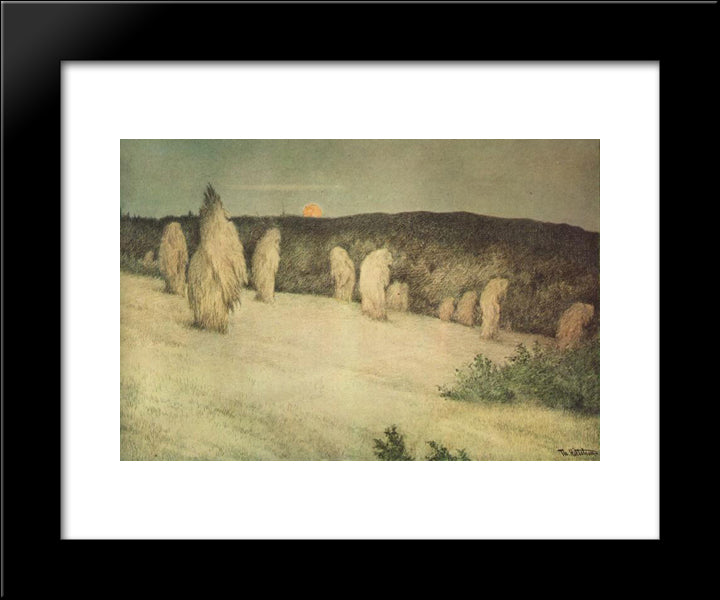 Kornstaurer I Maaneskinn 20x24 Black Modern Wood Framed Art Print Poster by Kittelsen, Theodor Severin