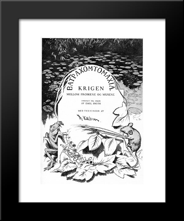 Krigen Mellom Froskene Og Musene 01 20x24 Black Modern Wood Framed Art Print Poster by Kittelsen, Theodor Severin