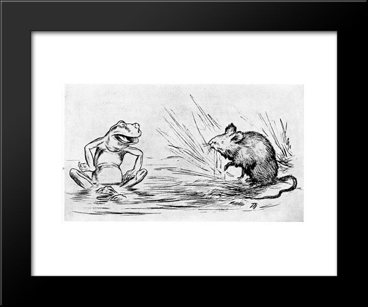 Krigen Mellom Froskene Og Musene 02 20x24 Black Modern Wood Framed Art Print Poster by Kittelsen, Theodor Severin
