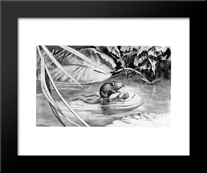 Krigen Mellom Froskene Og Musene 04 20x24 Black Modern Wood Framed Art Print Poster by Kittelsen, Theodor Severin
