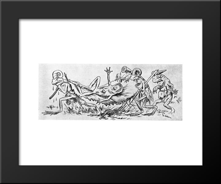 Krigen Mellom Froskene Og Musene 11 20x24 Black Modern Wood Framed Art Print Poster by Kittelsen, Theodor Severin