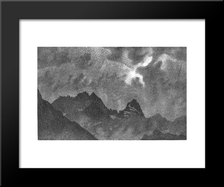 Northern Lights 20x24 Black Modern Wood Framed Art Print Poster by Kittelsen, Theodor Severin
