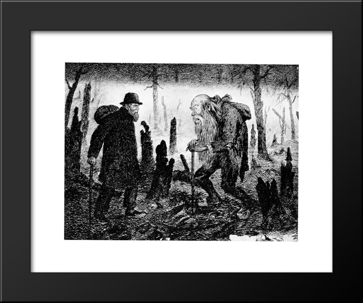 Peer Gynt 09 20x24 Black Modern Wood Framed Art Print Poster by Kittelsen, Theodor Severin