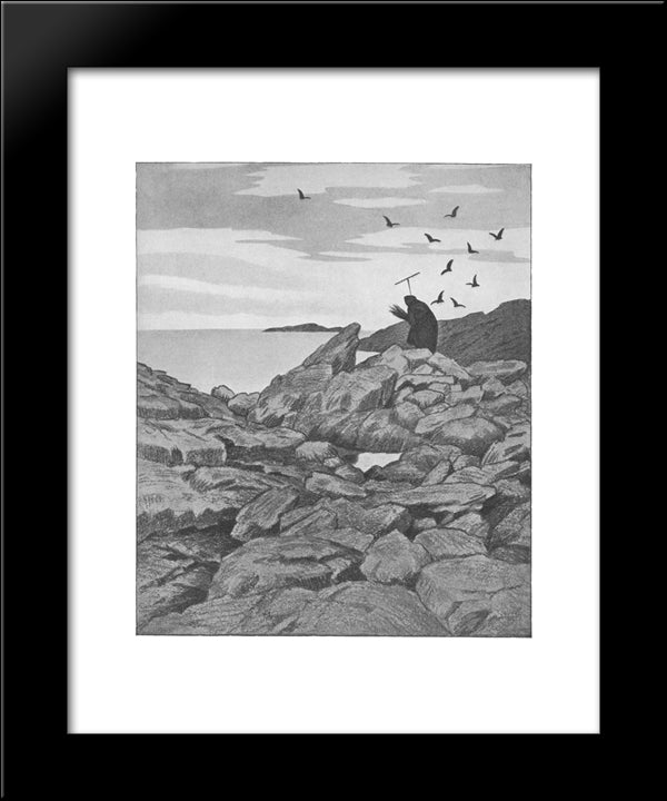 Pesta Drar 20x24 Black Modern Wood Framed Art Print Poster by Kittelsen, Theodor Severin