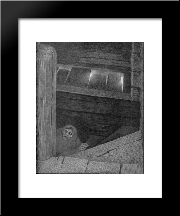 Pesta I Trappen 20x24 Black Modern Wood Framed Art Print Poster by Kittelsen, Theodor Severin