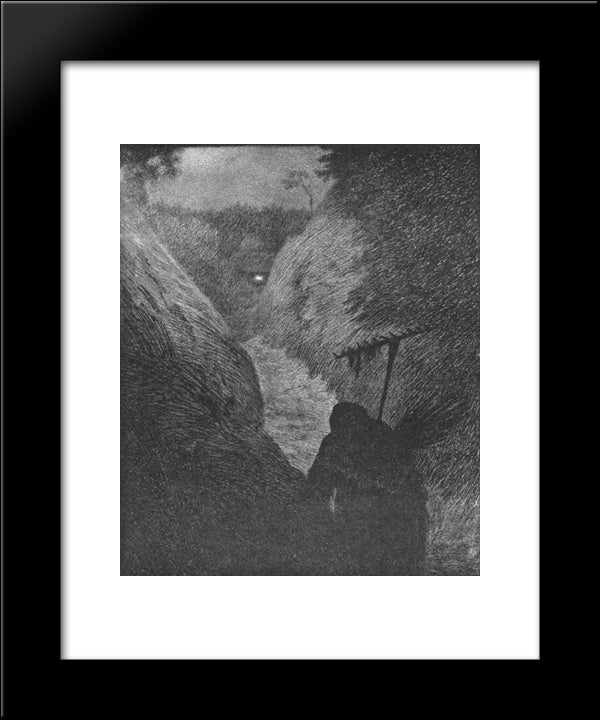 Pesta Kommer 20x24 Black Modern Wood Framed Art Print Poster by Kittelsen, Theodor Severin