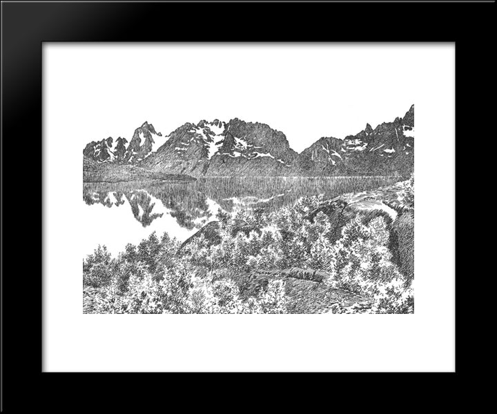 Raftsund Waterway 20x24 Black Modern Wood Framed Art Print Poster by Kittelsen, Theodor Severin