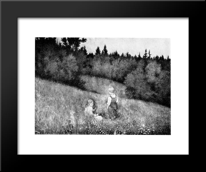 Roser Og Fioler 20x24 Black Modern Wood Framed Art Print Poster by Kittelsen, Theodor Severin