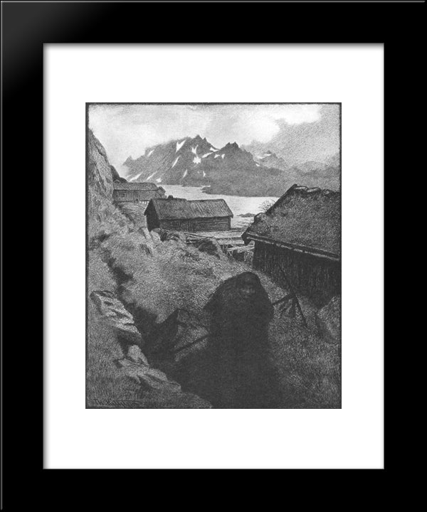 She Is Making Her Way Through The Country 20x24 Black Modern Wood Framed Art Print Poster by Kittelsen, Theodor Severin